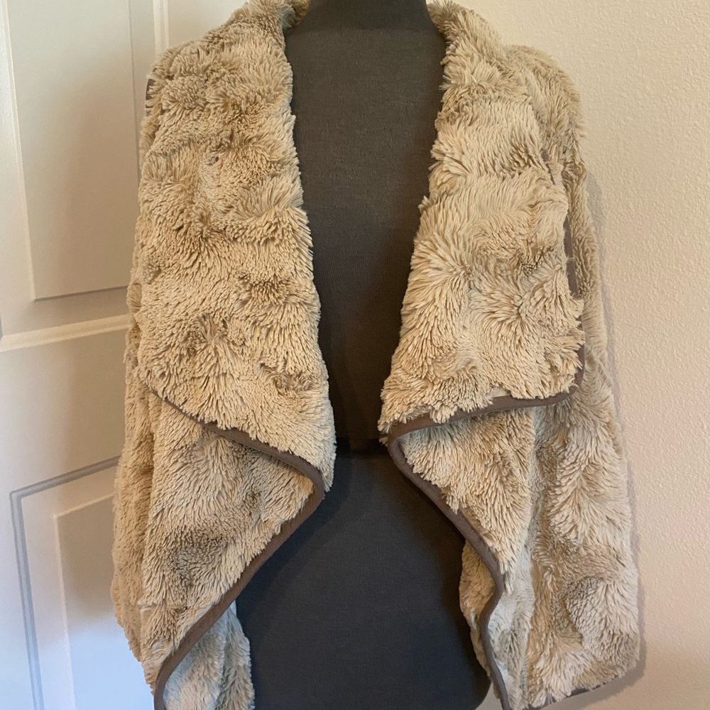 BB Dakota Plush Faux Fur Vest in Beige